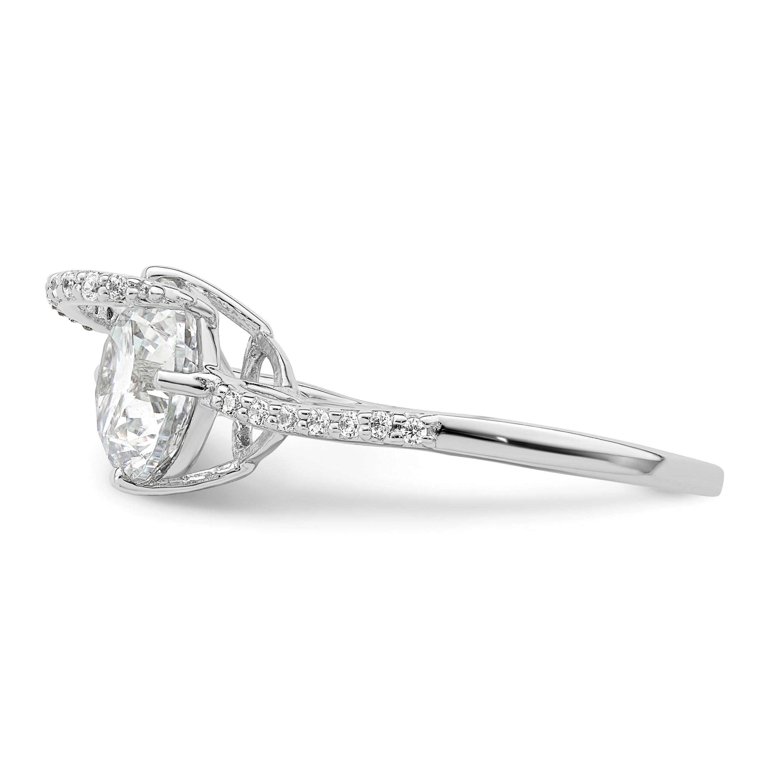 Sterlingsilber Rhodiniert Overlap Zirkonia Ring
