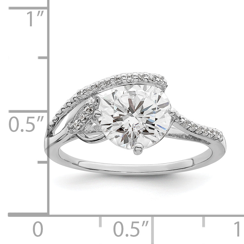 Sterlingsilber Rhodiniert Overlap Zirkonia Ring