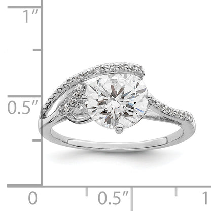 Sterlingsilber Rhodiniert Overlap Zirkonia Ring