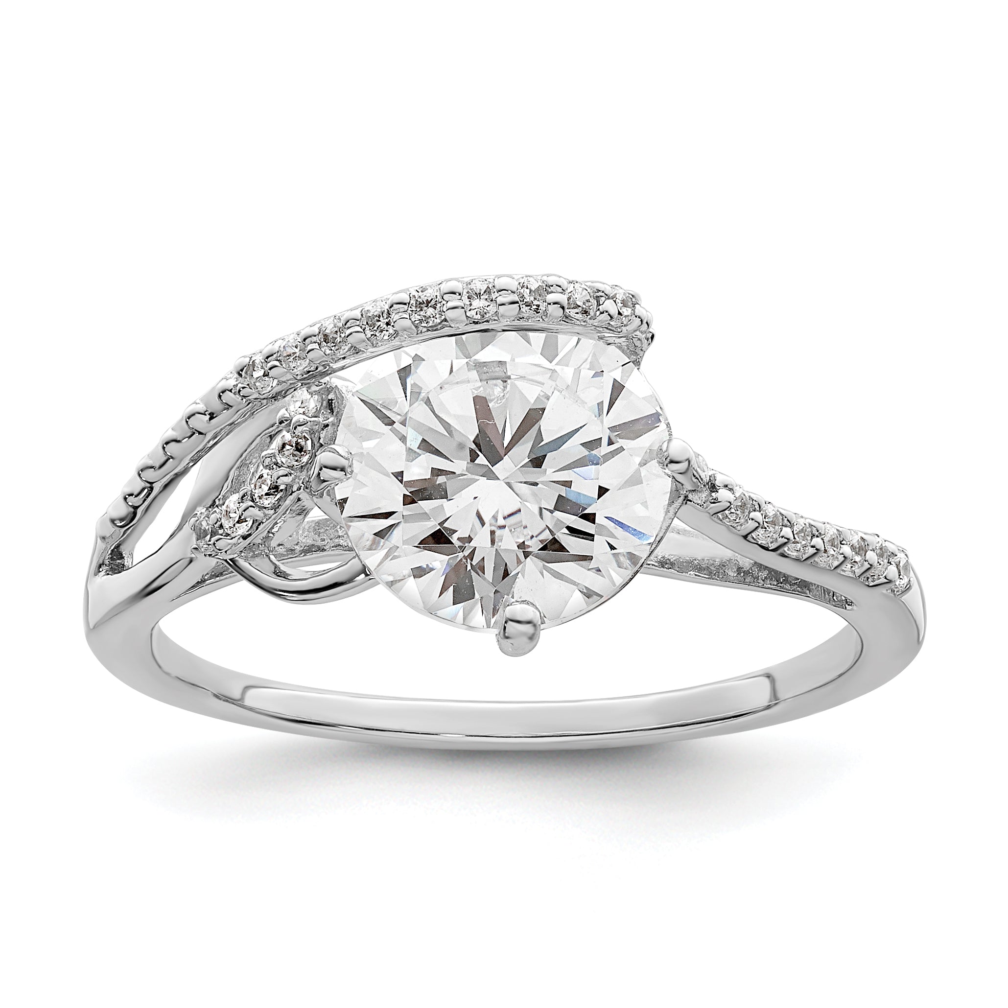 Sterlingsilber Rhodiniert Overlap Zirkonia Ring