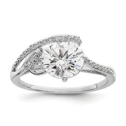 Sterlingsilber Rhodiniert Overlap Zirkonia Ring