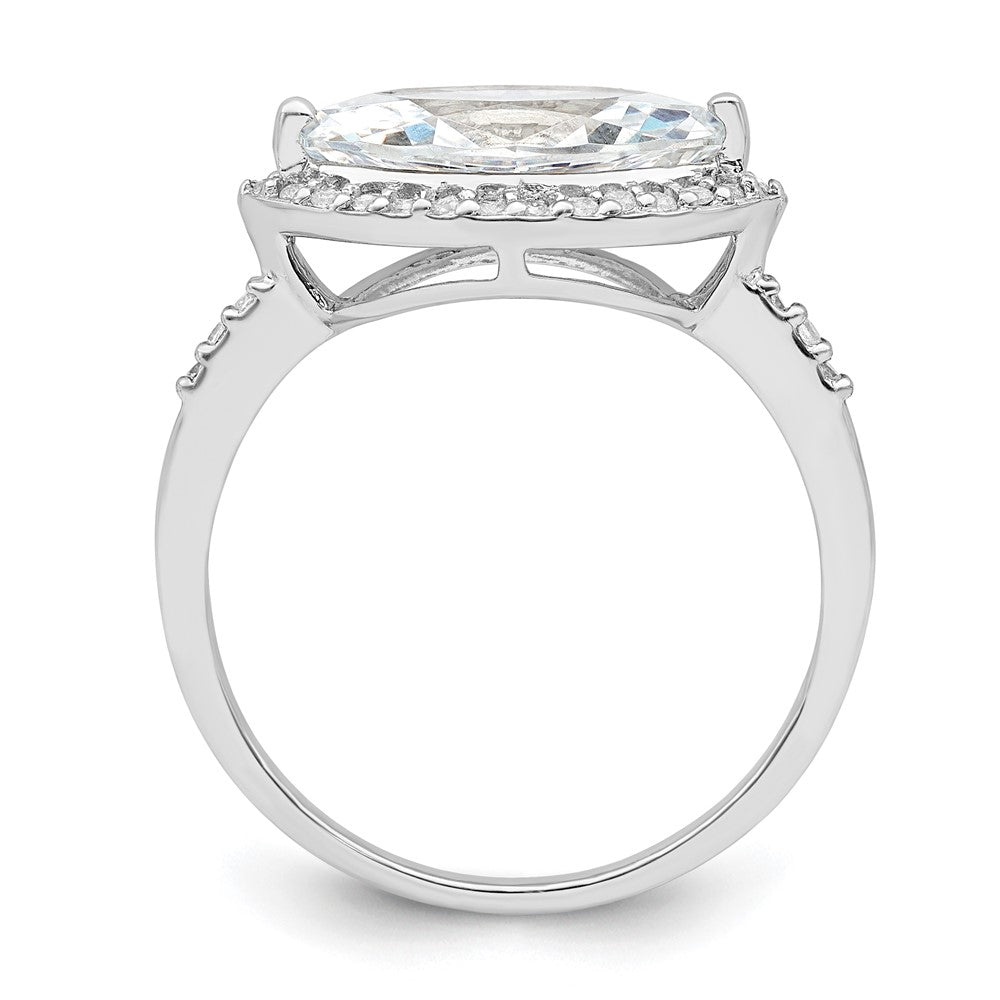 Sterlingsilber Rhodiniert Marquise Heiligenschein Zirkonia Ring
