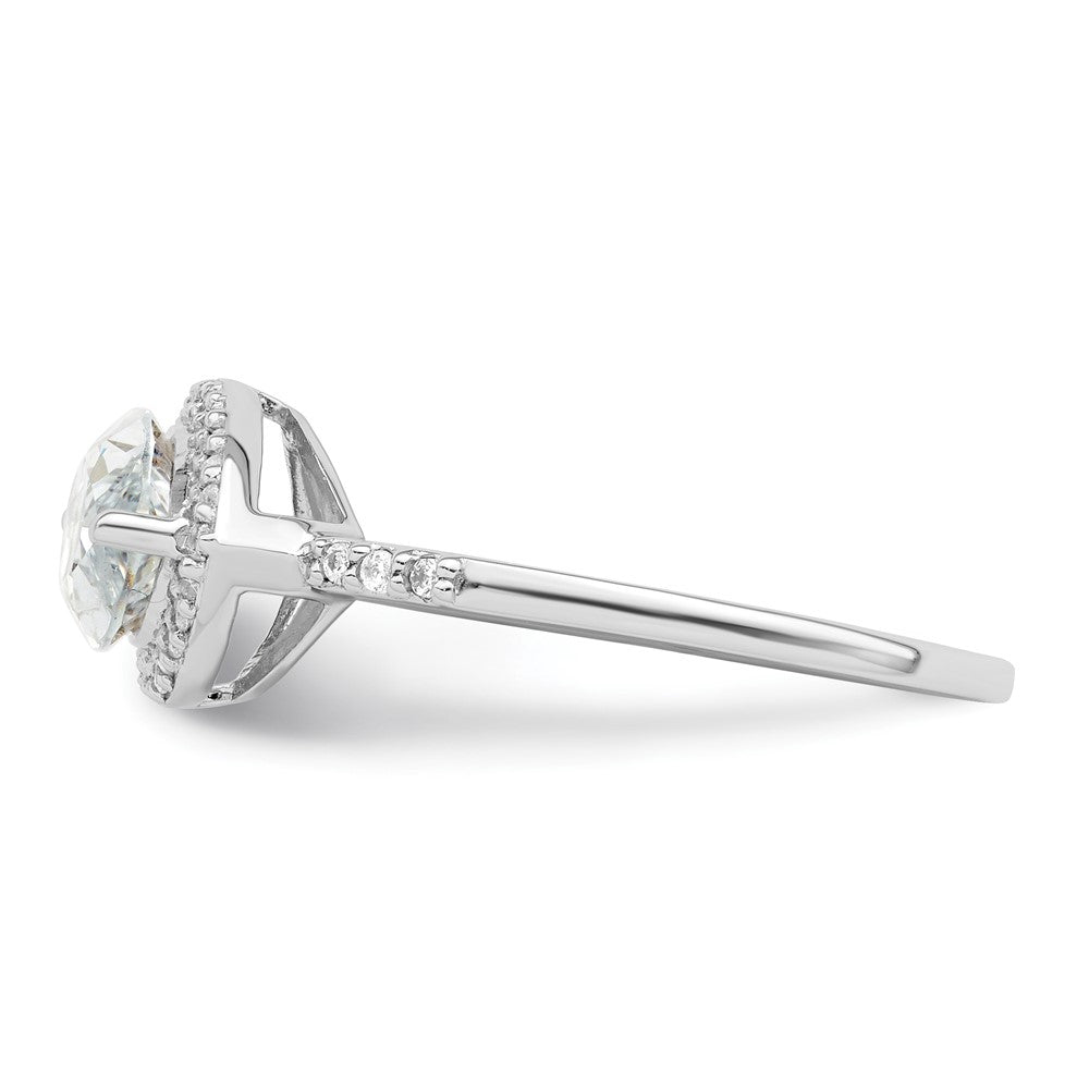 Sterlingsilber Rhodiniert Marquise Heiligenschein Zirkonia Ring