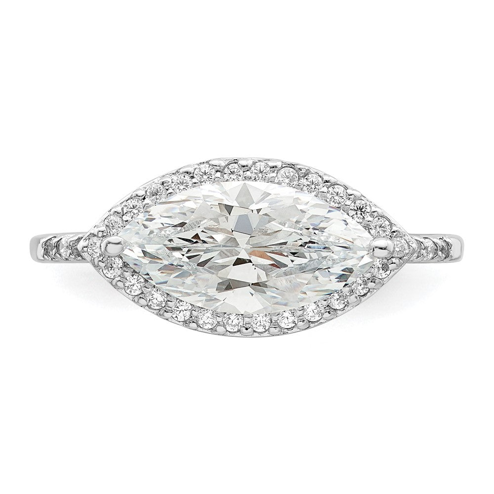 Sterlingsilber Rhodiniert Marquise Heiligenschein Zirkonia Ring