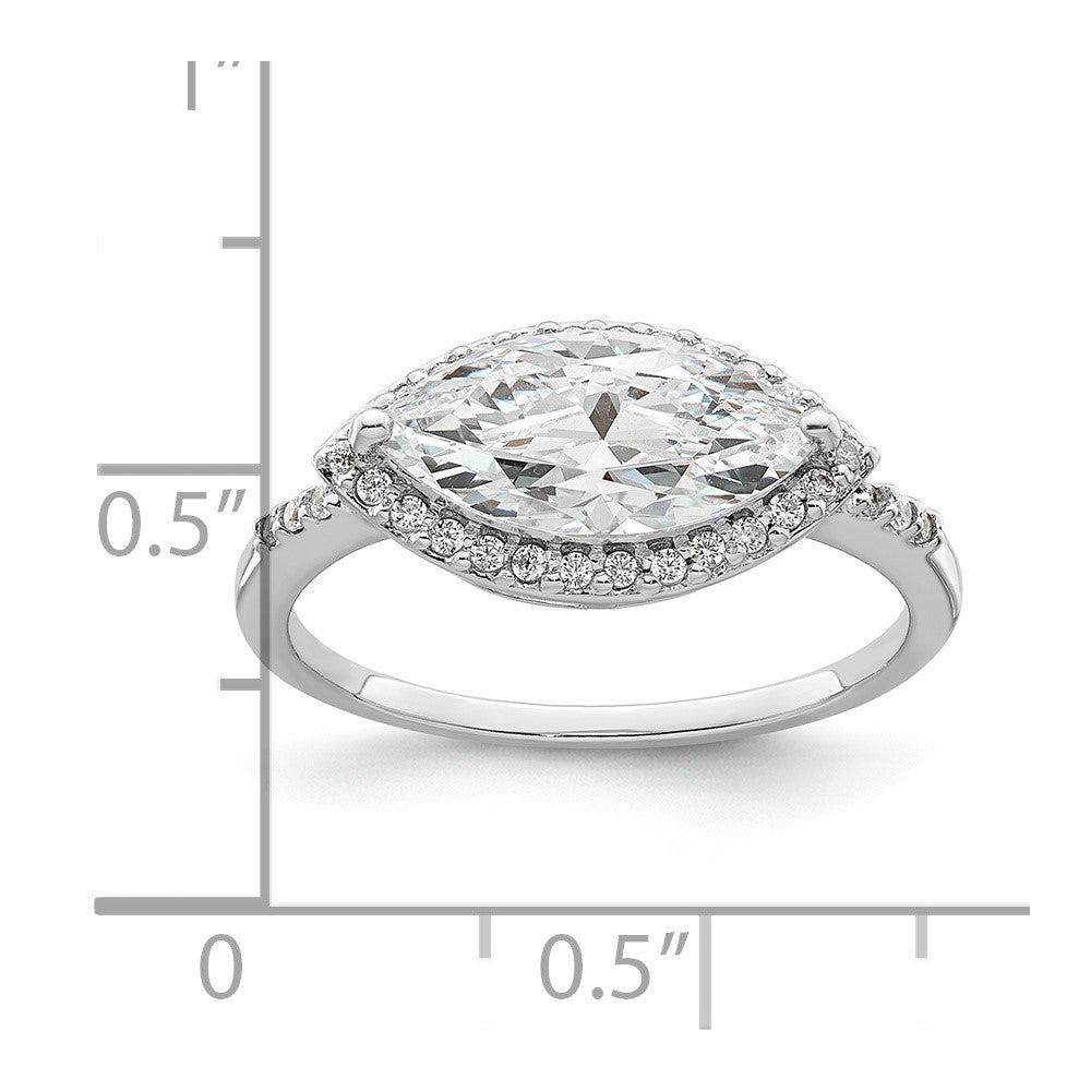 Sterlingsilber Rhodiniert Marquise Heiligenschein Zirkonia Ring