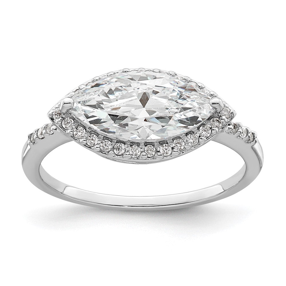 Sterlingsilber Rhodiniert Marquise Heiligenschein Zirkonia Ring