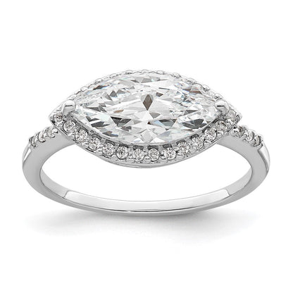 Sterlingsilber Rhodiniert Marquise Heiligenschein Zirkonia Ring