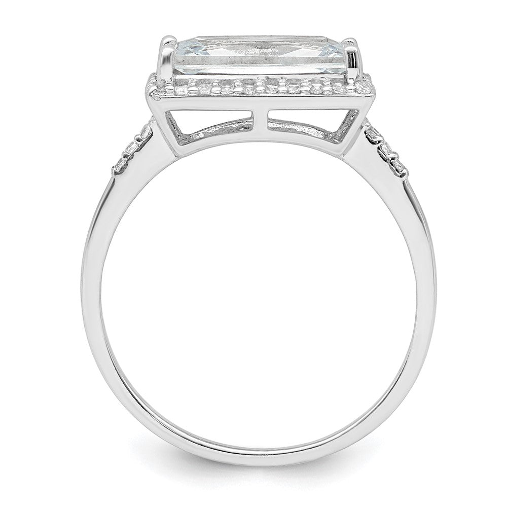 Sterlingsilber Rhodiniert Rectangular Geformt Heiligenschein Zirkonia Ring (size 8 Nur)