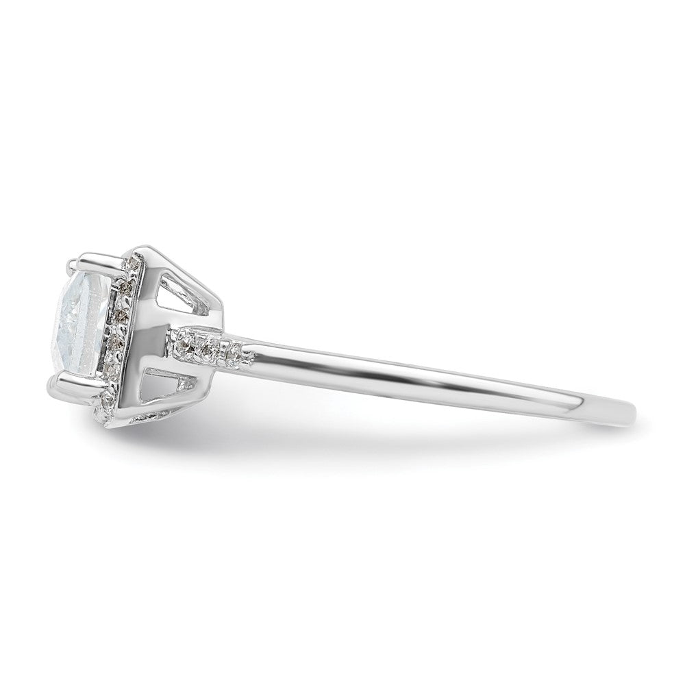 Sterlingsilber Rhodiniert Rectangular Geformt Heiligenschein Zirkonia Ring (size 8 Nur)