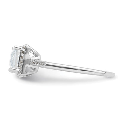 Sterlingsilber Rhodiniert Rectangular Geformt Heiligenschein Zirkonia Ring (size 8 Nur)