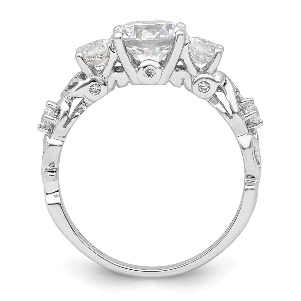 Sterlingsilber Rhodiniert Dreistein Zirkonia Ring