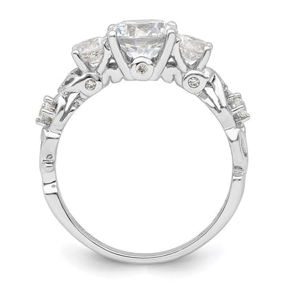 Sterlingsilber Rhodiniert Dreistein Zirkonia Ring