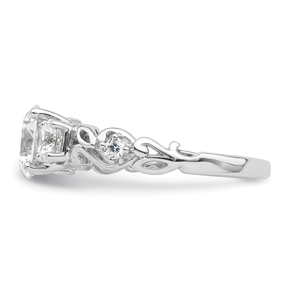 Sterlingsilber Rhodiniert Dreistein Zirkonia Ring