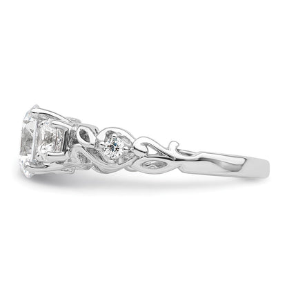 Sterlingsilber Rhodiniert Dreistein Zirkonia Ring