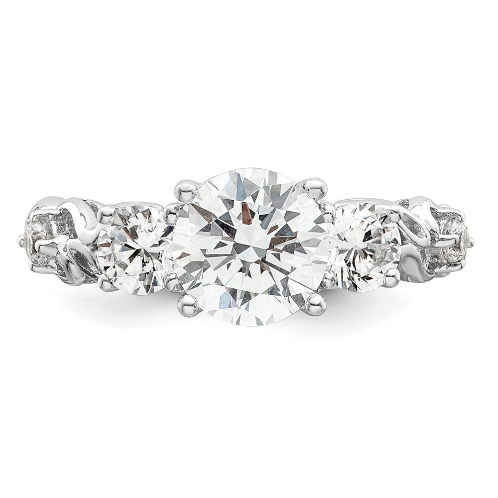 Sterlingsilber Rhodiniert Dreistein Zirkonia Ring