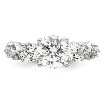 Sterlingsilber Rhodiniert Dreistein Zirkonia Ring