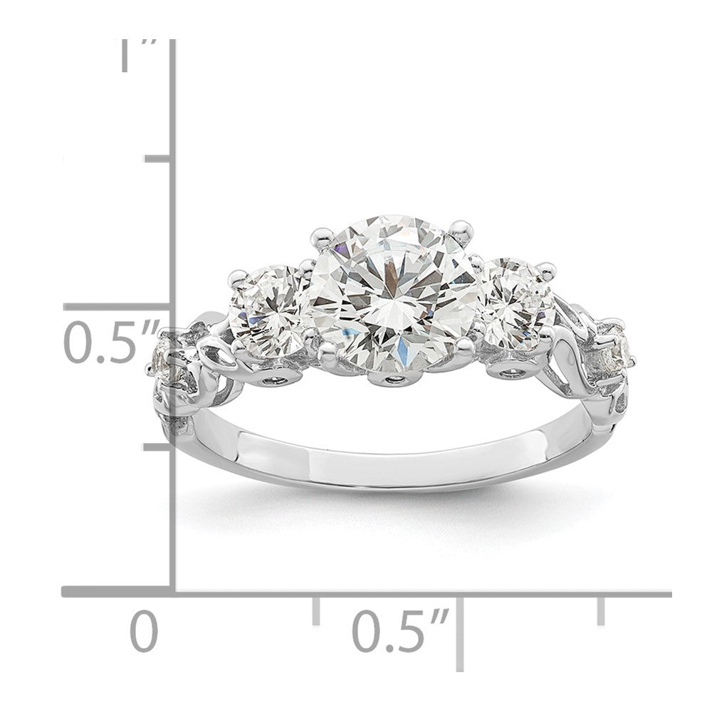 Sterlingsilber Rhodiniert Dreistein Zirkonia Ring