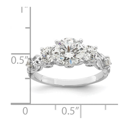 Sterlingsilber Rhodiniert Dreistein Zirkonia Ring