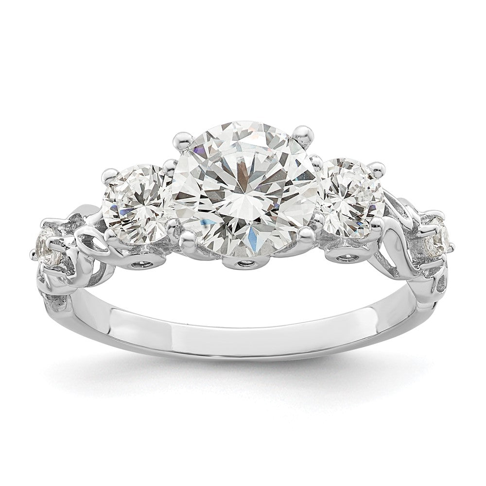 Sterlingsilber Rhodiniert Dreistein Zirkonia Ring