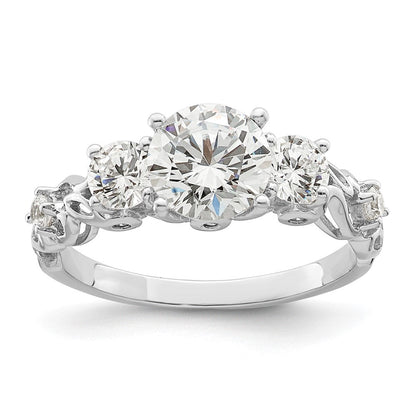 Sterlingsilber Rhodiniert Dreistein Zirkonia Ring