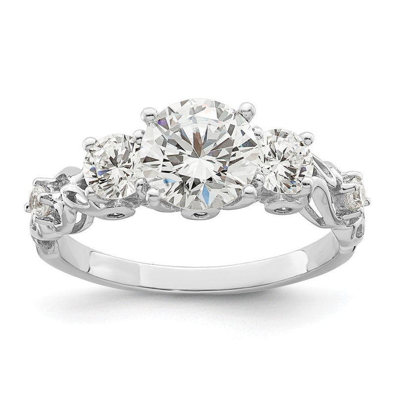 Sterlingsilber Rhodiniert Dreistein Zirkonia Ring