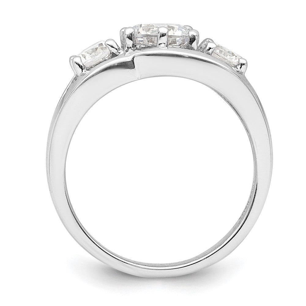 Sterlingsilber Rhodiniert Dreistein Gedreht Zirkonia Ring