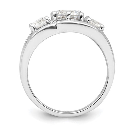 Sterlingsilber Rhodiniert Dreistein Gedreht Zirkonia Ring