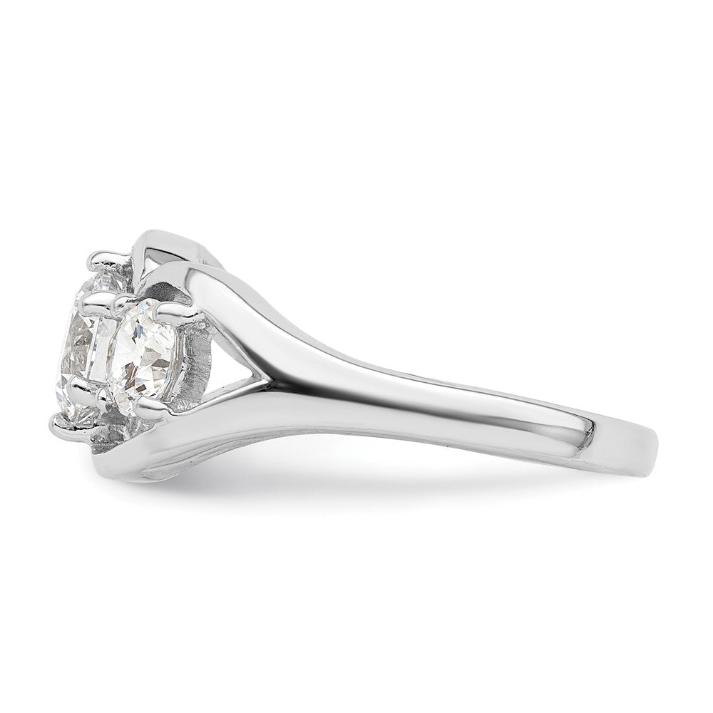 Sterlingsilber Rhodiniert Dreistein Gedreht Zirkonia Ring