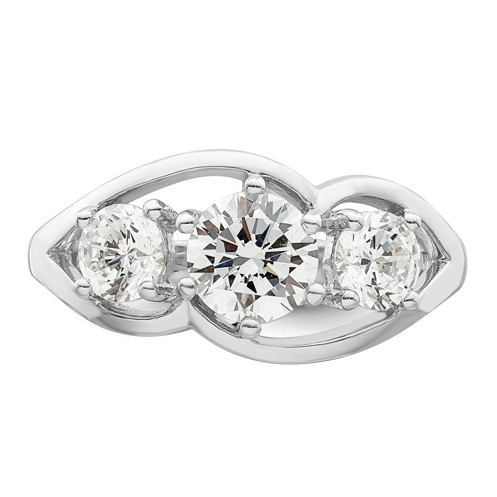 Sterlingsilber Rhodiniert Dreistein Gedreht Zirkonia Ring