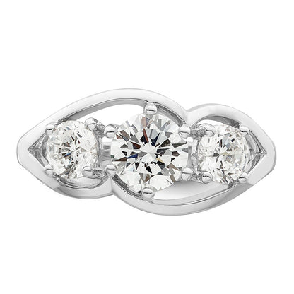Sterlingsilber Rhodiniert Dreistein Gedreht Zirkonia Ring