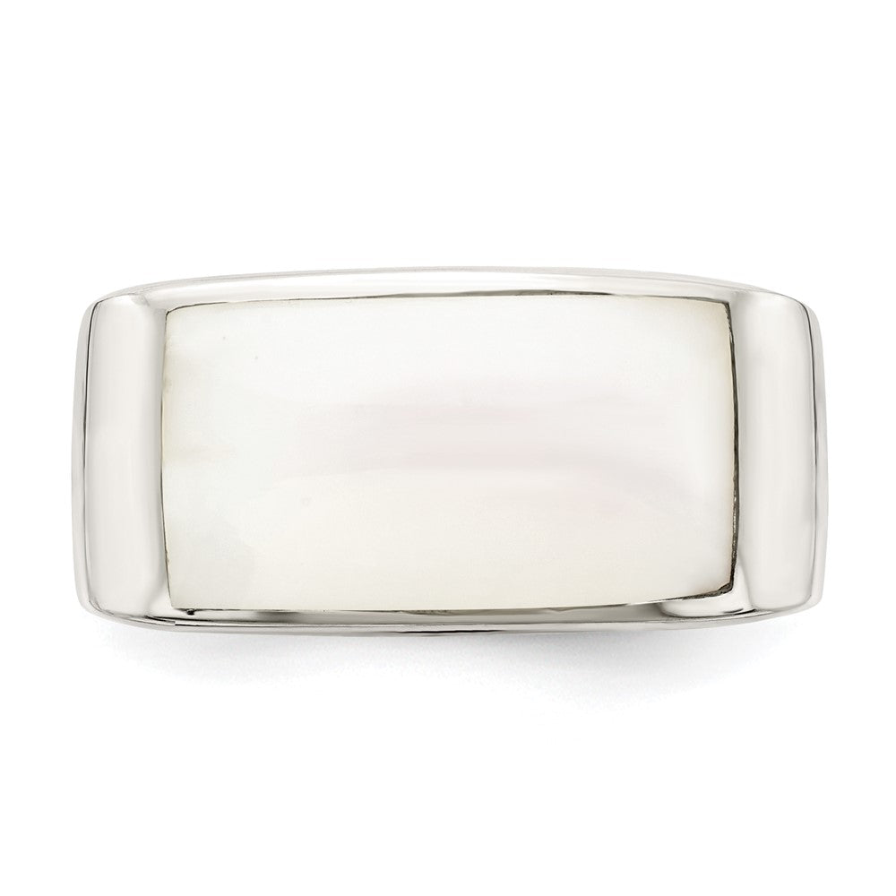 Sterlingsilber Poliert Perlmutt Ring (size 6 Nur)
