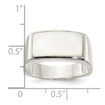 Sterlingsilber Poliert Perlmutt Ring (size 6 Nur)