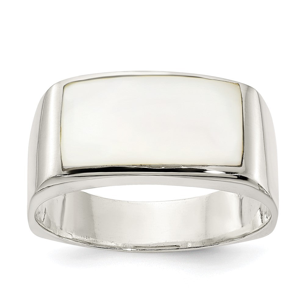 Sterlingsilber Poliert Perlmutt Ring (size 6 Nur)