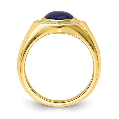 Sterlingsilber Goldfarben Zirkonia & Erzeugt Lapis Lazuli Herz Ring