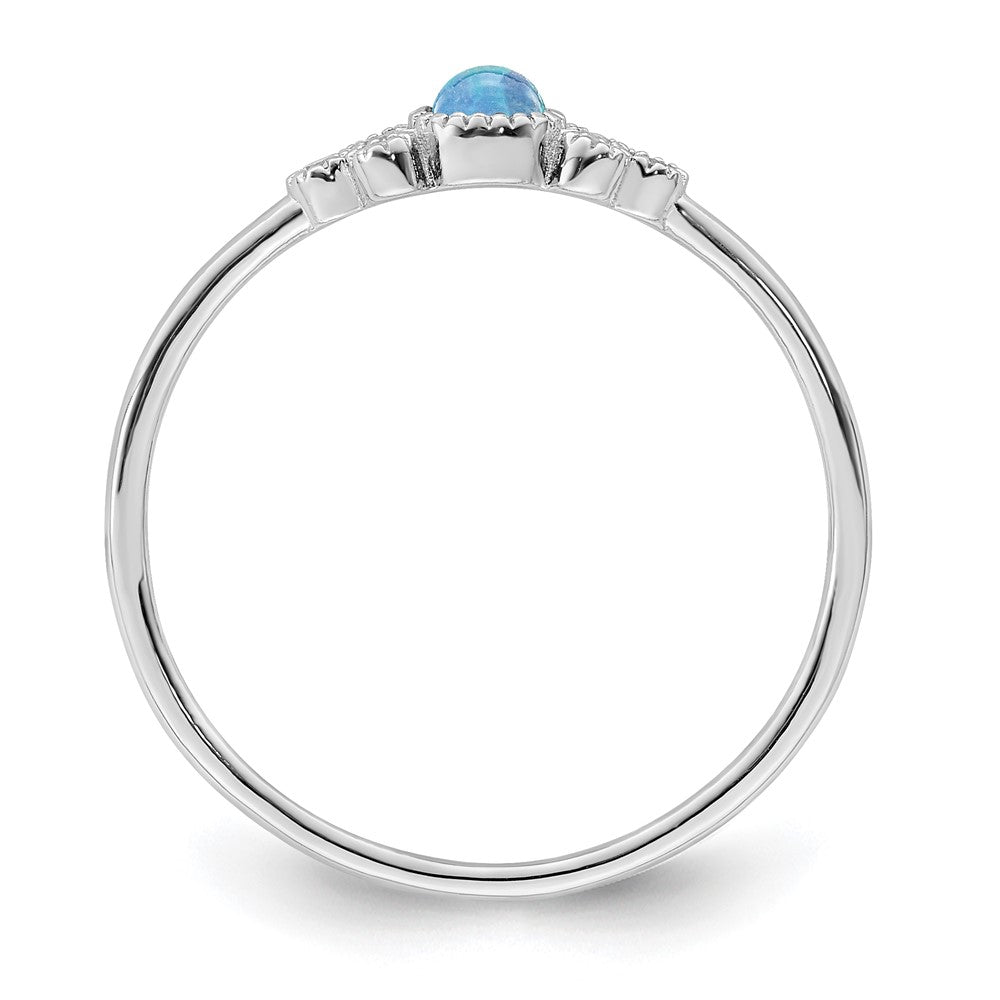 Sterlingsilber Rhodiniert Poliert Im Labor Erzeugt Blau Opal Ring