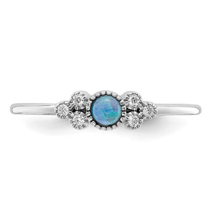 Sterlingsilber Rhodiniert Poliert Im Labor Erzeugt Blau Opal Ring
