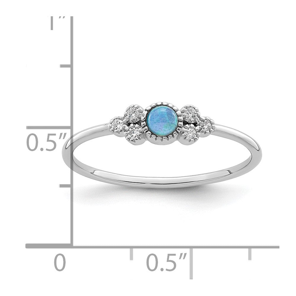 Sterlingsilber Rhodiniert Poliert Im Labor Erzeugt Blau Opal Ring
