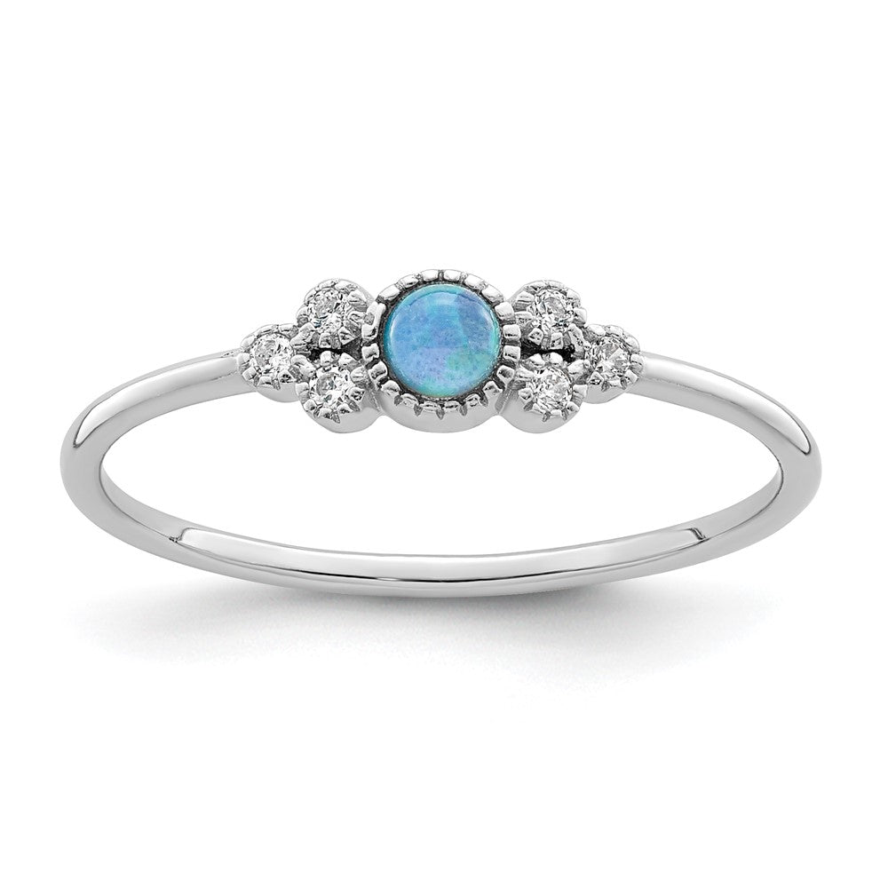Sterlingsilber Rhodiniert Poliert Im Labor Erzeugt Blau Opal Ring