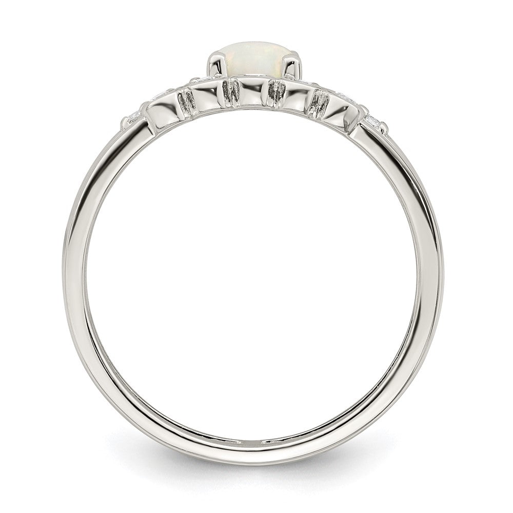 Sterlingsilber Zirkonia und Erzeugt Weiß Opal Doppelt Ring (size 7 Nur)