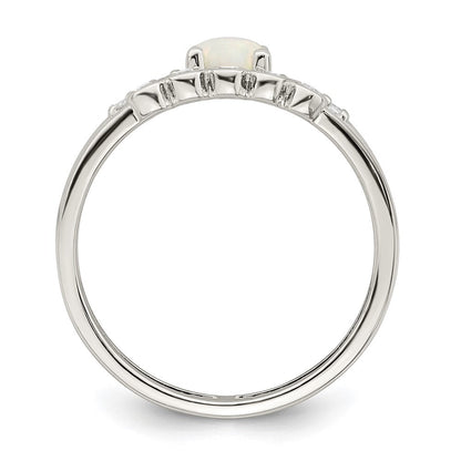 Sterlingsilber Zirkonia und Erzeugt Weiß Opal Doppelt Ring (size 7 Nur)
