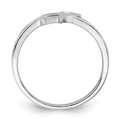 Sterlingsilber Rhodiniert Weiß Erzeugt Opal Einlage Herz Ring