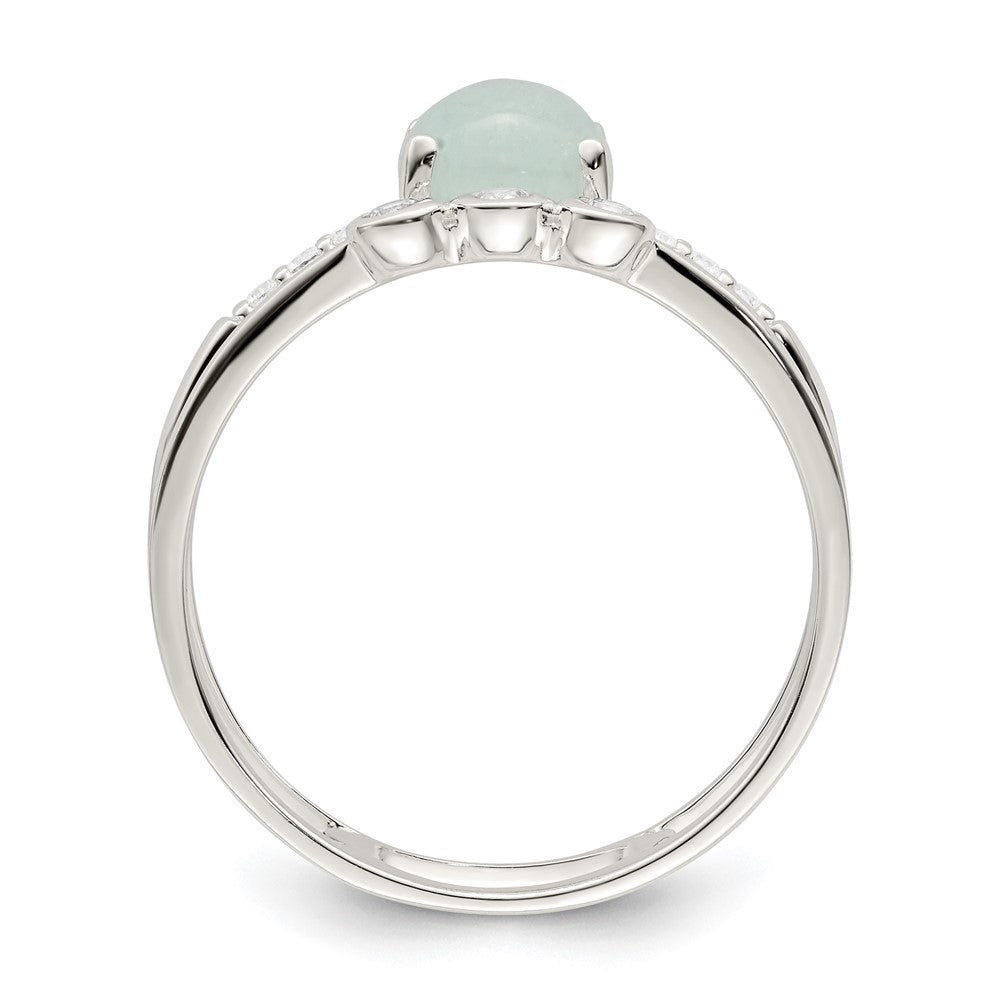 Sterlingsilber Poliert Zirkonia und Licht Blau Quartzite Doppelt Ring
