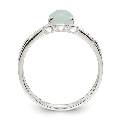 Sterlingsilber Poliert Zirkonia und Licht Blau Quartzite Doppelt Ring