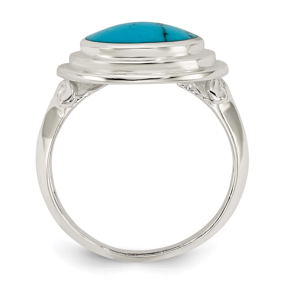 Sterlingsilber Poliert Rund Imitat Türkis Ring