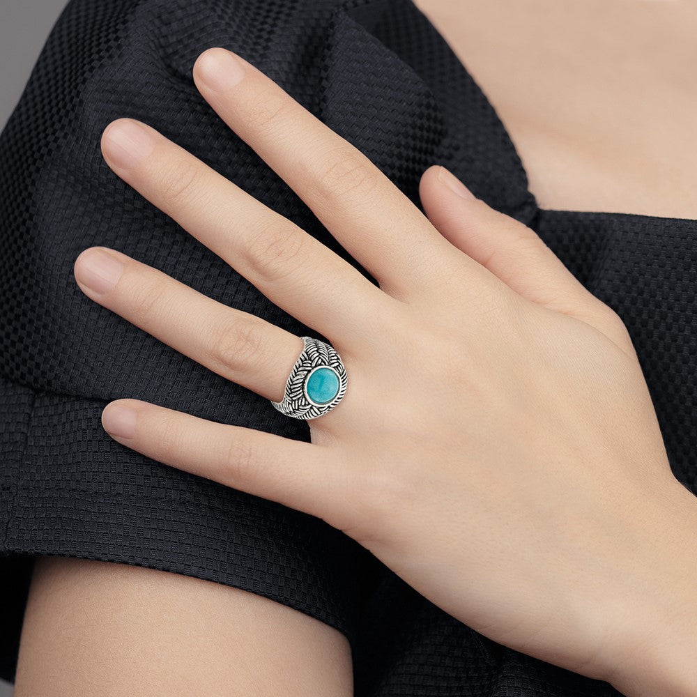 Sterlingsilber Oxidiert Imitat Türkis Ring
