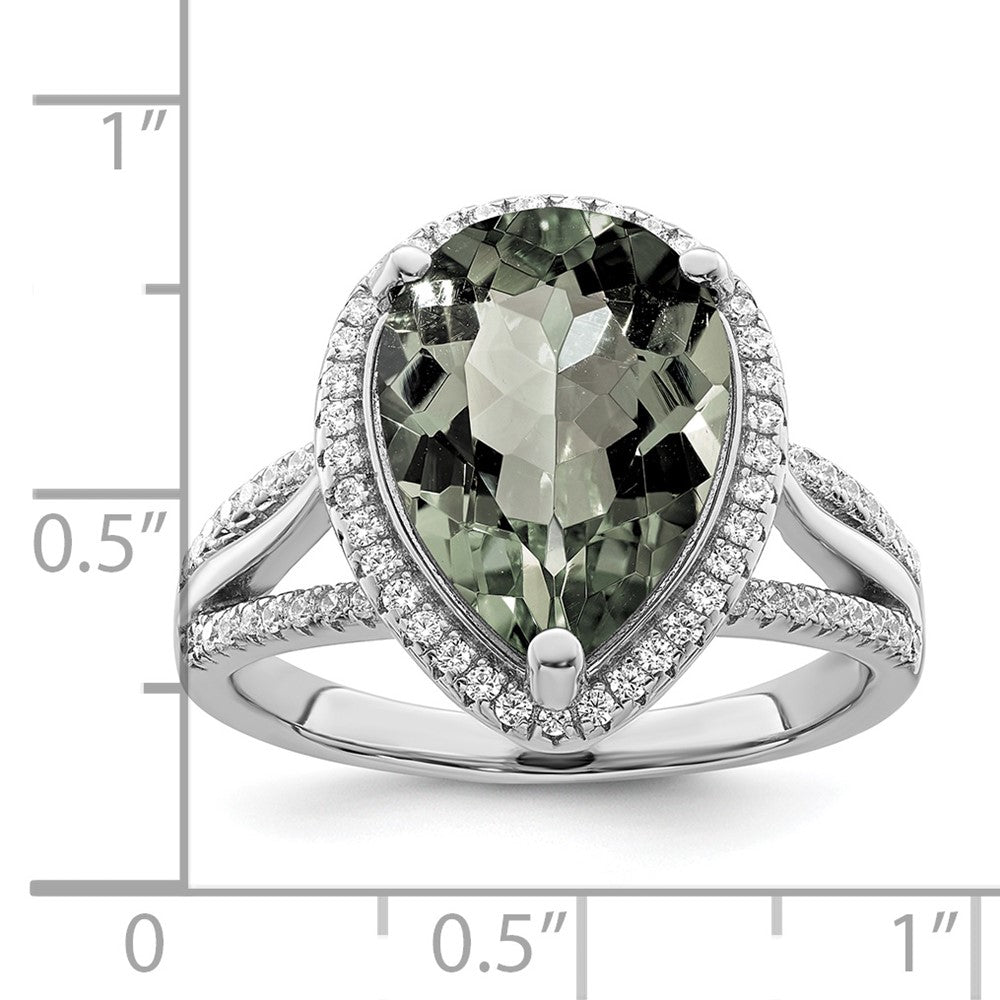 Sterlingsilber Rhodiniert Poliert Zirkonia & Schwarz Kristall Ring (size 6 Nur)