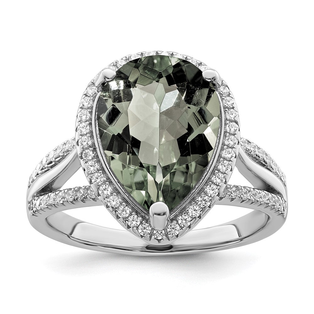 Sterlingsilber Rhodiniert Poliert Zirkonia & Schwarz Kristall Ring (size 6 Nur)