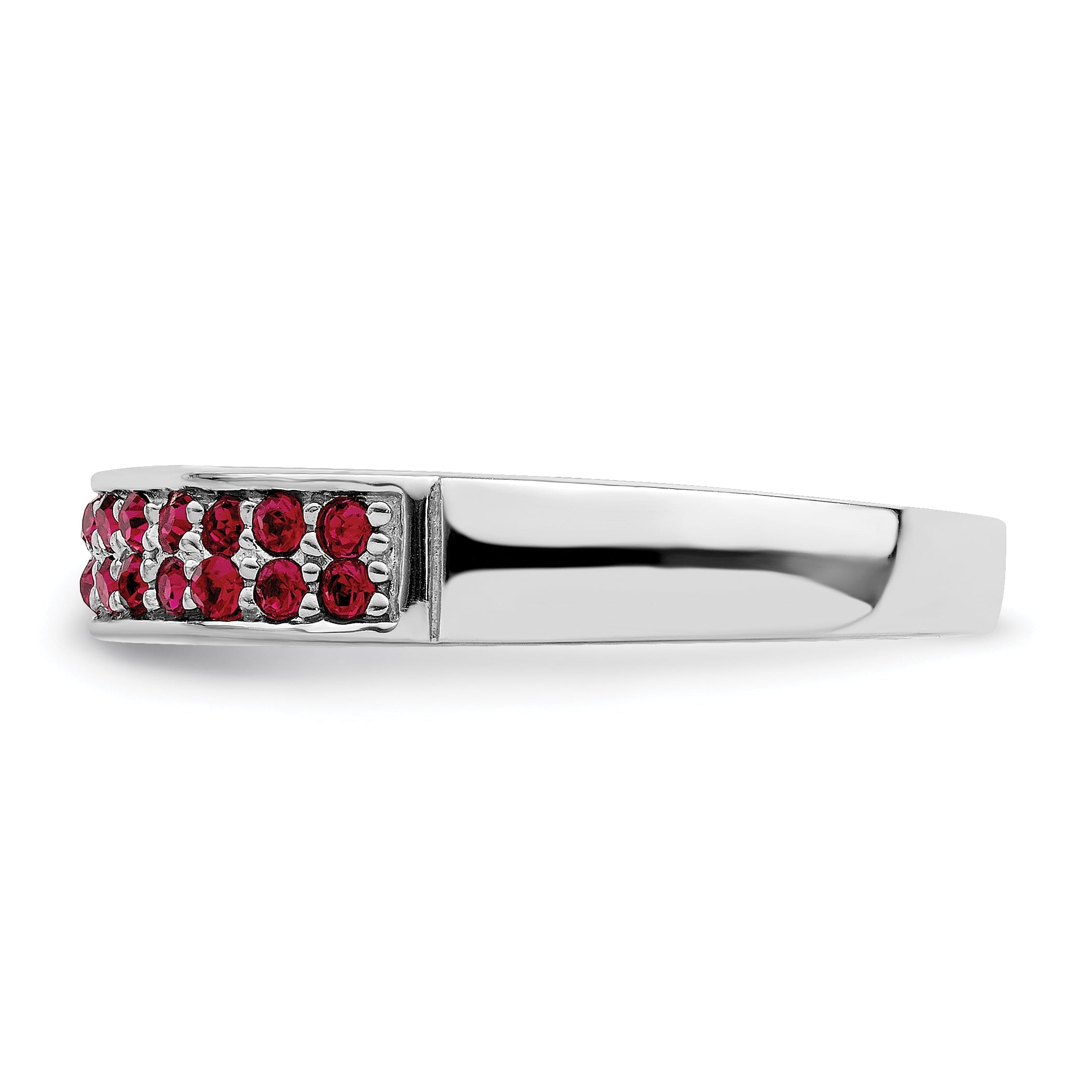 Sterlingsilber Rhodiniert Poliert Rot Kristall Ring