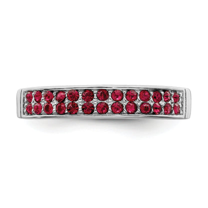 Sterlingsilber Rhodiniert Poliert Rot Kristall Ring