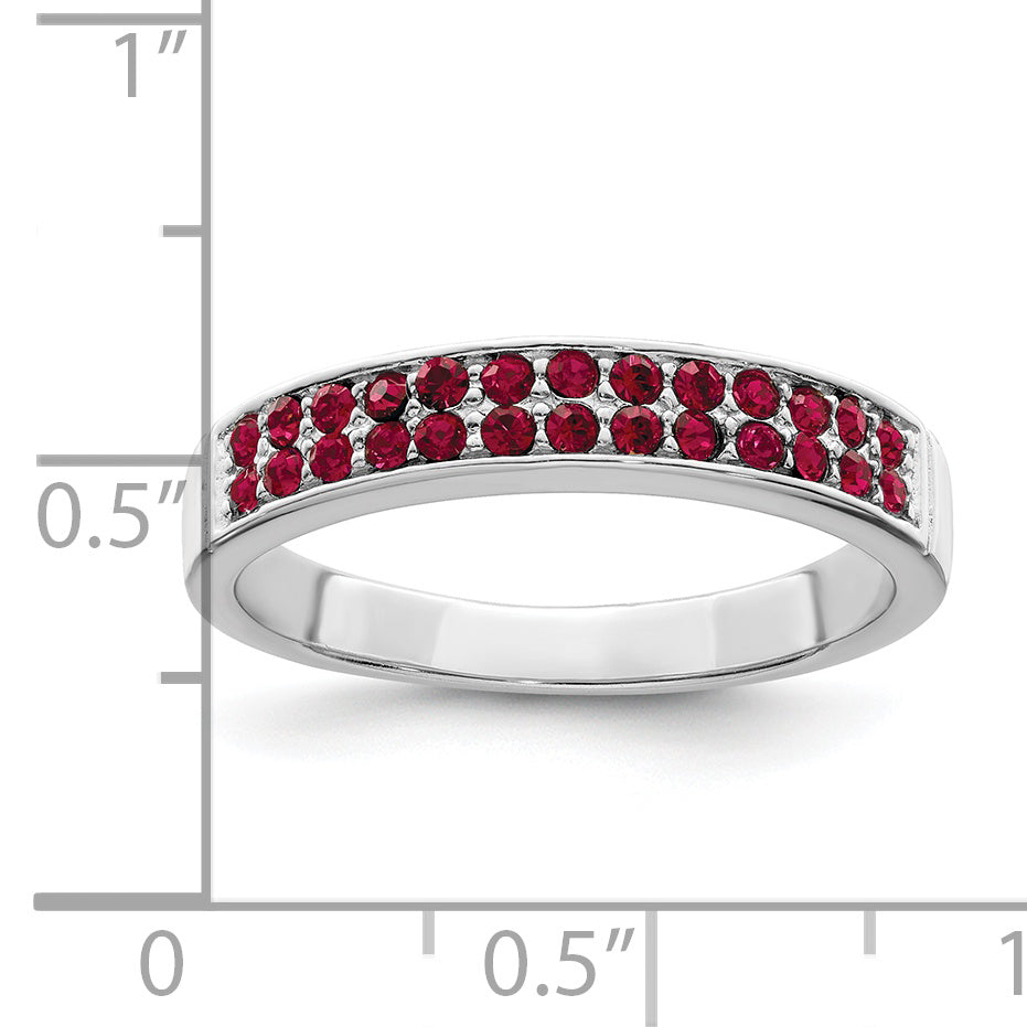 Sterlingsilber Rhodiniert Poliert Rot Kristall Ring